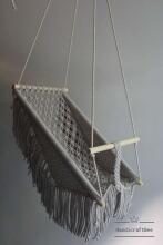 HandicraftBee Art.153326 High-quality adjustable knitted swing for babies in beige (made in Latvia)