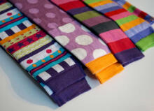 Weri Spezials Bērnu Leggingi Lilac Forest Block Stripes ART.WERI-0497 Augstas kvalitātes bērnu kokvilnas legingi meitenēm ar jauku dizainu