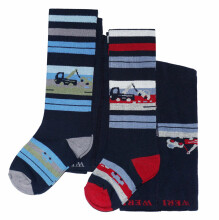 Weri Spezials Children's Tights Tow Truck Navy and Red ART.SW-0977 High quality children's cotton tights for boys
