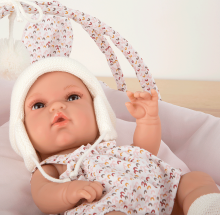 Arias Baby Doll Art.AR60283  Новорожденная кукла с кроваткой в виде зайчика, 33 см