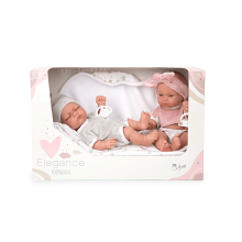 Arias ELEGANCE Art.AR60757 Small Twin Newborn Baby Dolls With Blanket, 26cm