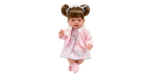 Arias Doll Art.AR60609 Dark haired doll with a pink dress, laughing, 28 cm