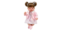 Arias Doll Art.AR60609 Lelle ar tumšiem matiem rozā kleitā, 28 cm.