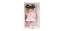 Arias Doll Art.AR60609 Lelle ar tumšiem matiem rozā kleitā, 28 cm.