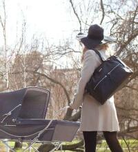 Storksak Caroline Leather Bag Art.147194 Black Māmiņu soma