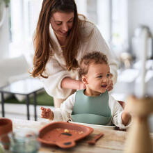 Nordbaby Silicone Bib Art.265773  Силиконовый, мягкий нагрудник с кармашком, 6+м.2 шт.