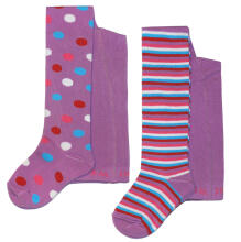 Weri Spezials Bērnu Zeķubikses Stripes and Big Dots Lilac ART.WERI-3777 Augstas kvalitātes bērnu kokvilnas divu zeķubikšu pāru komplekts meitenēm