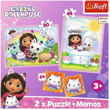 TREFL GABBY´S DOLLHOUSE Комплект пазлов 30шт. + 48шт. + 24 мемо