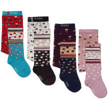 Weri Spezials Children's Tights Pattern Mix Burgundy and Navy ART.WERI-4293 High quality children's cotton tights for gilrs