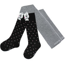 Weri Spezials Детские колготки White Cat on the Knee Black and Grey ART.SW-1232 Высококачественные детские хлопковые колготки для девочек