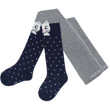 Weri Spezials Детские колготки White Cat on the Knee Navy and Grey ART.SW-1384 Высококачественные детские хлопковые колготки для девочек
