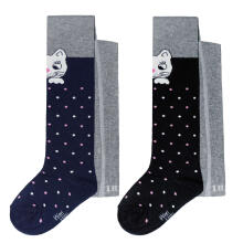 Weri Spezials Детские колготки White Cat on the Knee Navy and Grey ART.SW-1384 Высококачественные детские хлопковые колготки для девочек