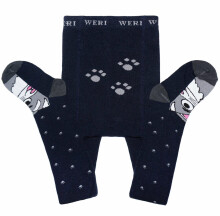 Weri Spezials Children's Tights Grey Cat Navy ART.SW-1407 High quality children's cotton tights for gilrs