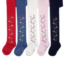 Weri Spezials Children's Tights Rose Branches Navy ART.WERI-2415 High quality children's cotton tights for gilrs