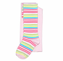 Weri Spezials Children's Tights Colorful Stripes Light Pink and Turquoise ART.WERI-6171 High quality children's cotton tights for girls