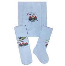 Weri Spezials Children's Tights Castle Light Blue ART.WERI-0450 High quality children's warm plush cotton tights for boys