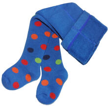 Weri Spezials Children's Tights Colorful Dots Cobalt Blue ART.WERI-3150 High quality children's warm plush cotton tights for boys