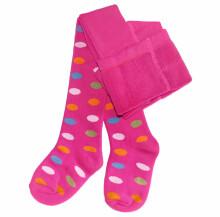 Weri Spezials Children's Tights Colorful Dots Pink ART.WERI-0410 High quality children's warm plush cotton tights for girls