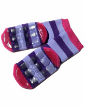 Weri Spezials Children's Non-Slip Socks Big Stripes Lilac ART.SW-1017 High quality children's socks made of cotton with non-slip coating