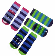 Weri Spezials Children's Non-Slip Socks Big Stripes Lilac ART.SW-1017 High quality children's socks made of cotton with non-slip coating