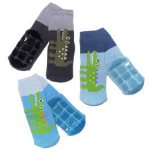 Weri Spezials Children's Non-Slip Socks Crocodile Light Blue ART.SW-1814 High quality children's socks made of cotton with non-slip coating