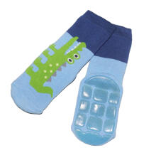 Weri Spezials Children's Non-Slip Socks Crocodile Light Blue ART.SW-1814 High quality children's socks made of cotton with non-slip coating