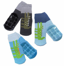 Weri Spezials Children's Non-Slip Socks Crocodile Medium Blue ART.SW-1819 High quality children's socks made of cotton with non-slip coating
