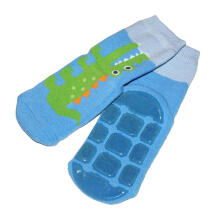 Weri Spezials Bērnu pretslīdes zeķes Crocodile Medium Blue ART.SW-1819 Augstas kvalitātes bērnu zeķes no kokvilnas ar pretslīdes pārklājumu