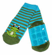 Weri Spezials Детские нескользящие носки Little Frog Turqoise ART.WERI-0902 Высококачественных детских носков из хлопка с нескользящим покрытием
