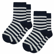 Weri Spezials Children's Socks Colorful Stripes Navy and White ART.SW-1363 Pack of two high quality children's cotton socks