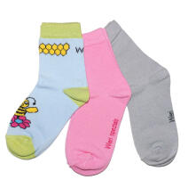 Weri Spezials Children's Socks Bee Light Blue ART.WERI-1673 Pack of three high quality children's cotton socks