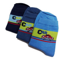 Weri Spezials Bērnu zeķes Retro Cars Jeans ART.WERI-4112 Trīs pāri augstas kvalitātes kokvilnas bērnu zeķes
