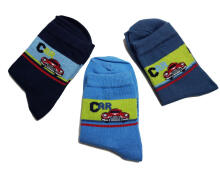 Weri Spezials Bērnu zeķes Retro Cars Jeans ART.WERI-4112 Trīs pāri augstas kvalitātes kokvilnas bērnu zeķes