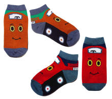 Weri Spezials Children's Sneaker Socks Blitz Navy and Green ART.WERI-5530 Pack of two high quality children's cotton sneaker socks