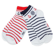 Weri Spezials Children's Sneaker Socks Anchor White ART.WERI-2697 Pack of two high quality children's cotton sneaker socks
