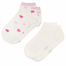 Weri Spezials Короткие Детские носки Hearts Cream ART.WERI-2855 Комплект из двух пар высококачественных коротких детских носков из хлопка