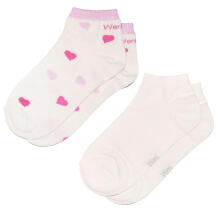 Weri Spezials Children's Sneaker Socks Hearts Cream ART.WERI-2855 Pack of two high quality children's cotton sneaker socks