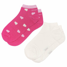 Weri Spezials Children's Sneaker Socks Hearts Pink and Cream ART.WERI-2859 Pack of two high quality children's cotton sneaker socks