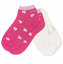 Weri Spezials Children's Sneaker Socks Hearts Pink and Cream ART.WERI-2859 Pack of two high quality children's cotton sneaker socks