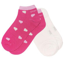Weri Spezials Īsas Bērnu zeķes Hearts Pink and Cream ART.WERI-2859 Divi pāri īsas augstas kvalitātes kokvilnas bērnu zeķes
