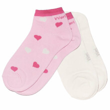 Weri Spezials Короткие Детские носки Hearts Light Pink and Cream ART.WERI-2863 Комплект из двух пар высококачественных коротких детских носков из хлопка
