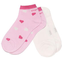 Weri Spezials Īsas Bērnu zeķes Hearts Light Pink and Cream ART.WERI-2863 Divi pāri īsas augstas kvalitātes kokvilnas bērnu zeķes