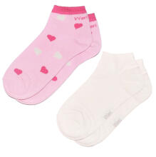 Weri Spezials Īsas Bērnu zeķes Hearts Light Pink and Cream ART.WERI-2863 Divi pāri īsas augstas kvalitātes kokvilnas bērnu zeķes
