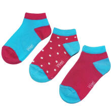 Weri Spezials Īsas Bērnu zeķes White Dots Dark Pink ART.SW-1190 Trīs pāri īsas augstas kvalitātes kokvilnas bērnu zeķes