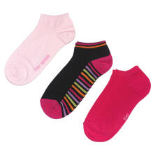 Weri Spezials Īsas Bērnu zeķes Colorful Stripes Black and Pink ART.WERI-3750 Trīs pāri īsas augstas kvalitātes kokvilnas bērnu zeķes