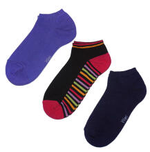 Weri Spezials Īsas Bērnu zeķes Colorful Stripes Black and Lilac ART.WERI-3753 Trīs pāri īsas augstas kvalitātes kokvilnas bērnu zeķes