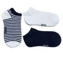 Weri Spezials Children's Sneaker Socks White Stripes Navy ART.WERI-4068 of three high quality children's cotton sneaker socks