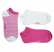 Weri Spezials Children's Sneaker Socks White Stripes Dark Pink ART.WERI-4073 of three high quality children's cotton sneaker socks