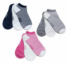 Weri Spezials Children's Sneaker Socks White Stripes Dark Pink ART.WERI-4073 of three high quality children's cotton sneaker socks