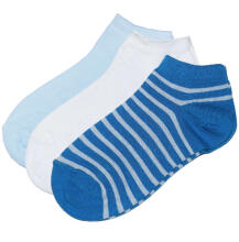 Weri Spezials Children's Sneaker Socks Blue Stripes Medium Blue ART.WERI-2872 of three high quality children's cotton sneaker socks